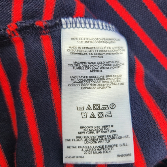 Brooks Brothers Girls dress with navy/red stripes and chambray blue collar/cuffs - Picture 5 of 5